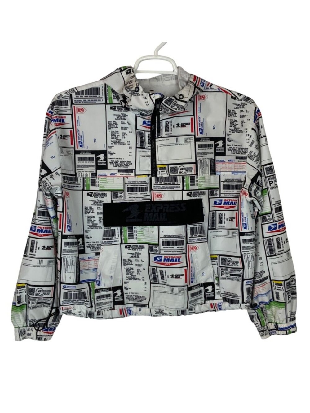 Forever 21 USPS Express Mail Print Pullover Hoodie Jacket Size M Lightweight Win